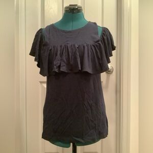 Lilly Pulitzer Navy Ruffle Blouse